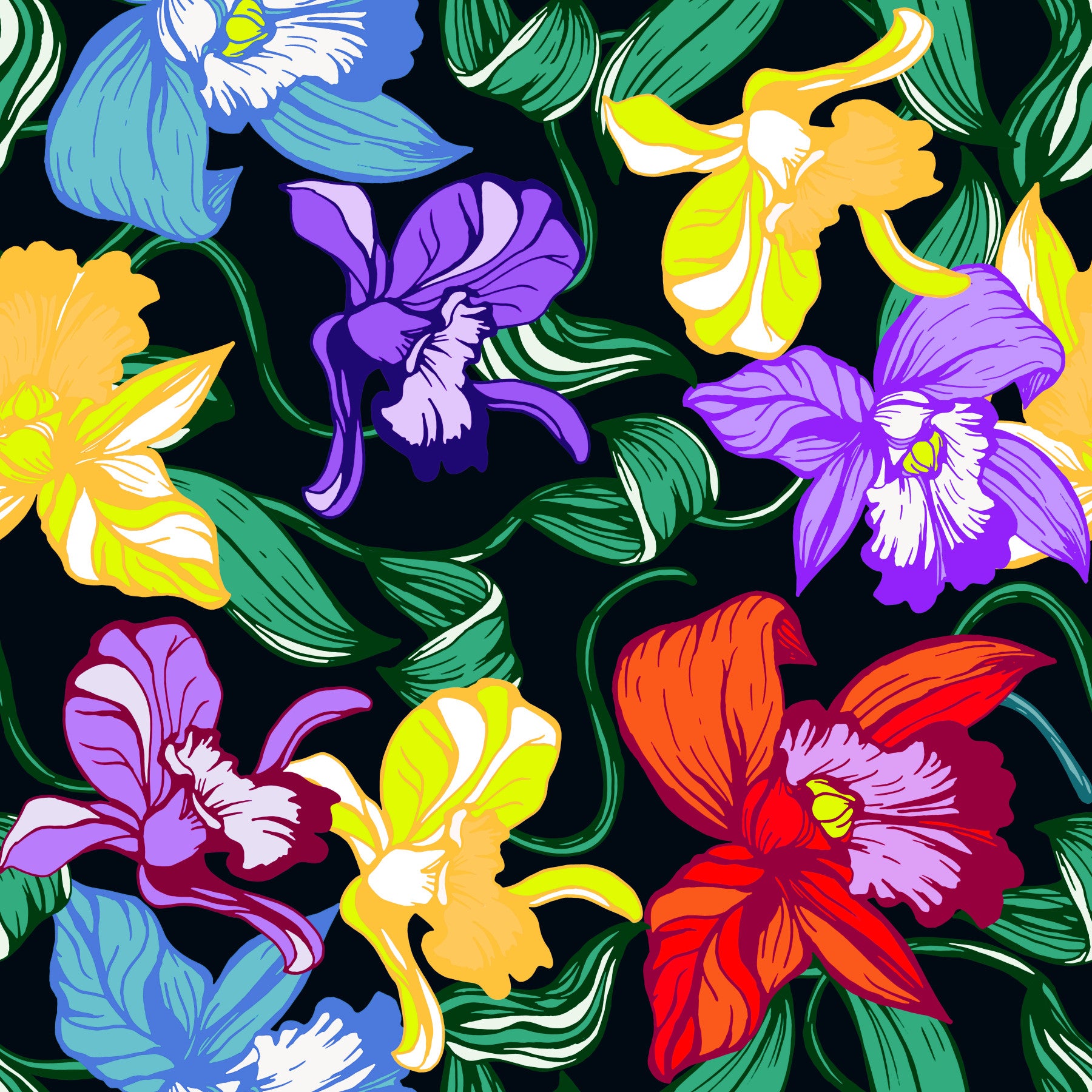 Vibrant Tropical Orchid Bloom Wallpaper⁠