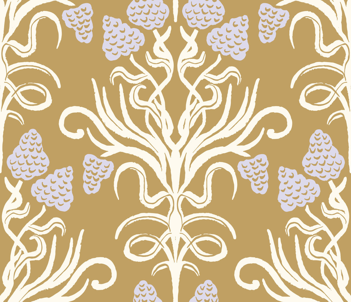 Art Nouveau Botanical Damask Wallpaper⁠