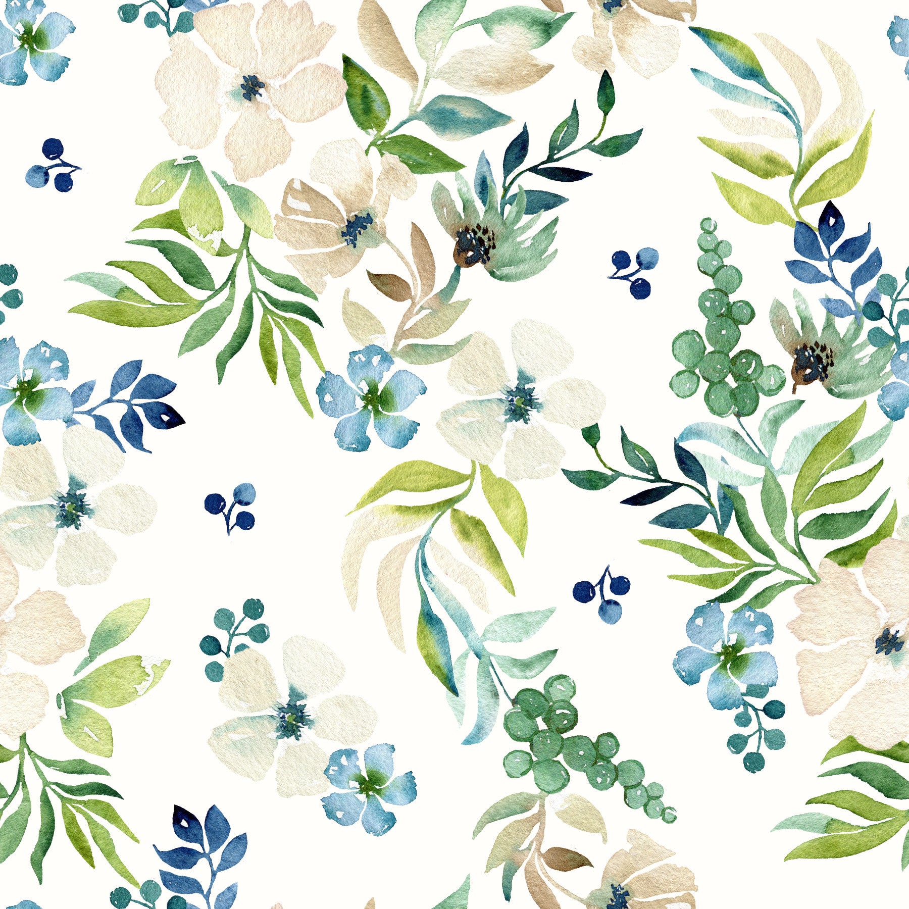 Serene Botanical Watercolor Bloom Wallpaper⁠
