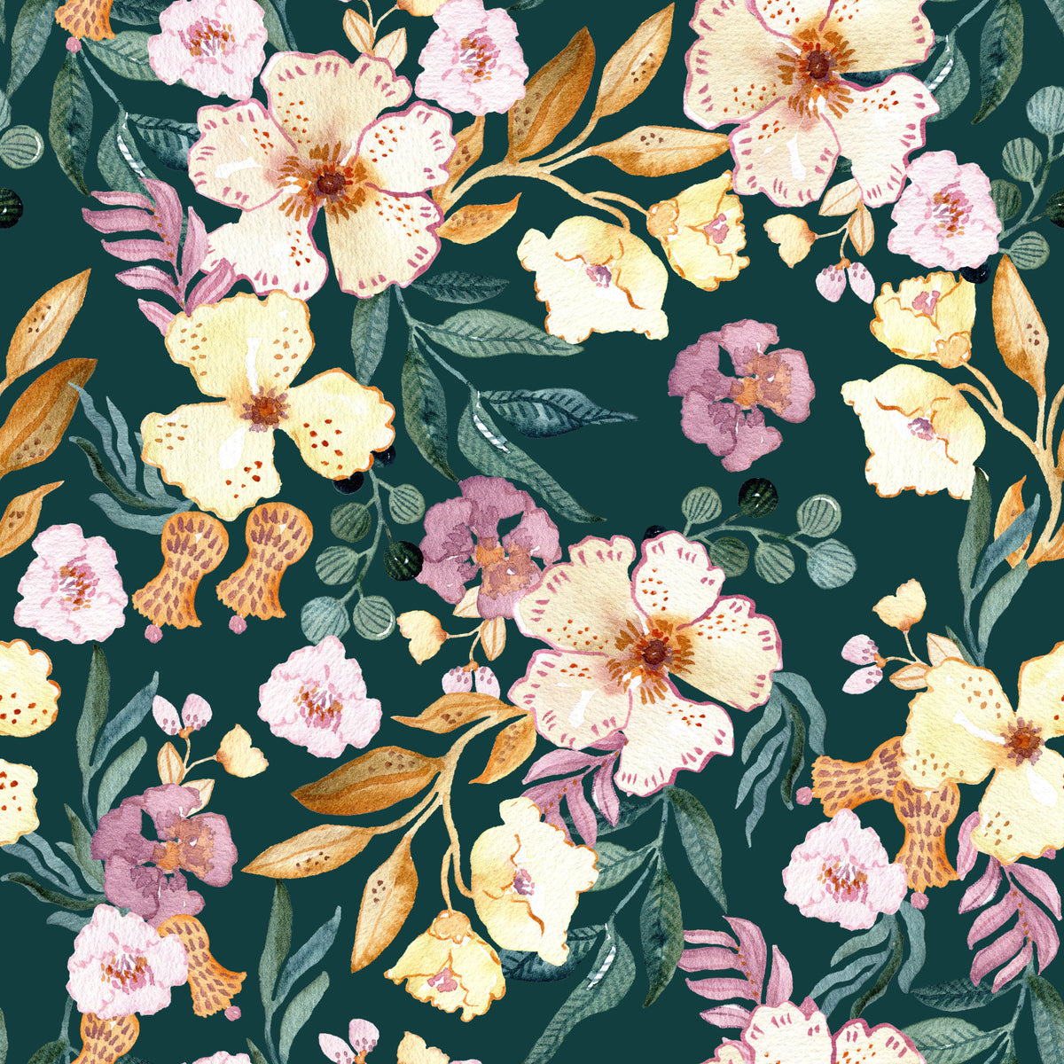 Midnight Botanical Bloom Art Wallpaper⁠ in your room