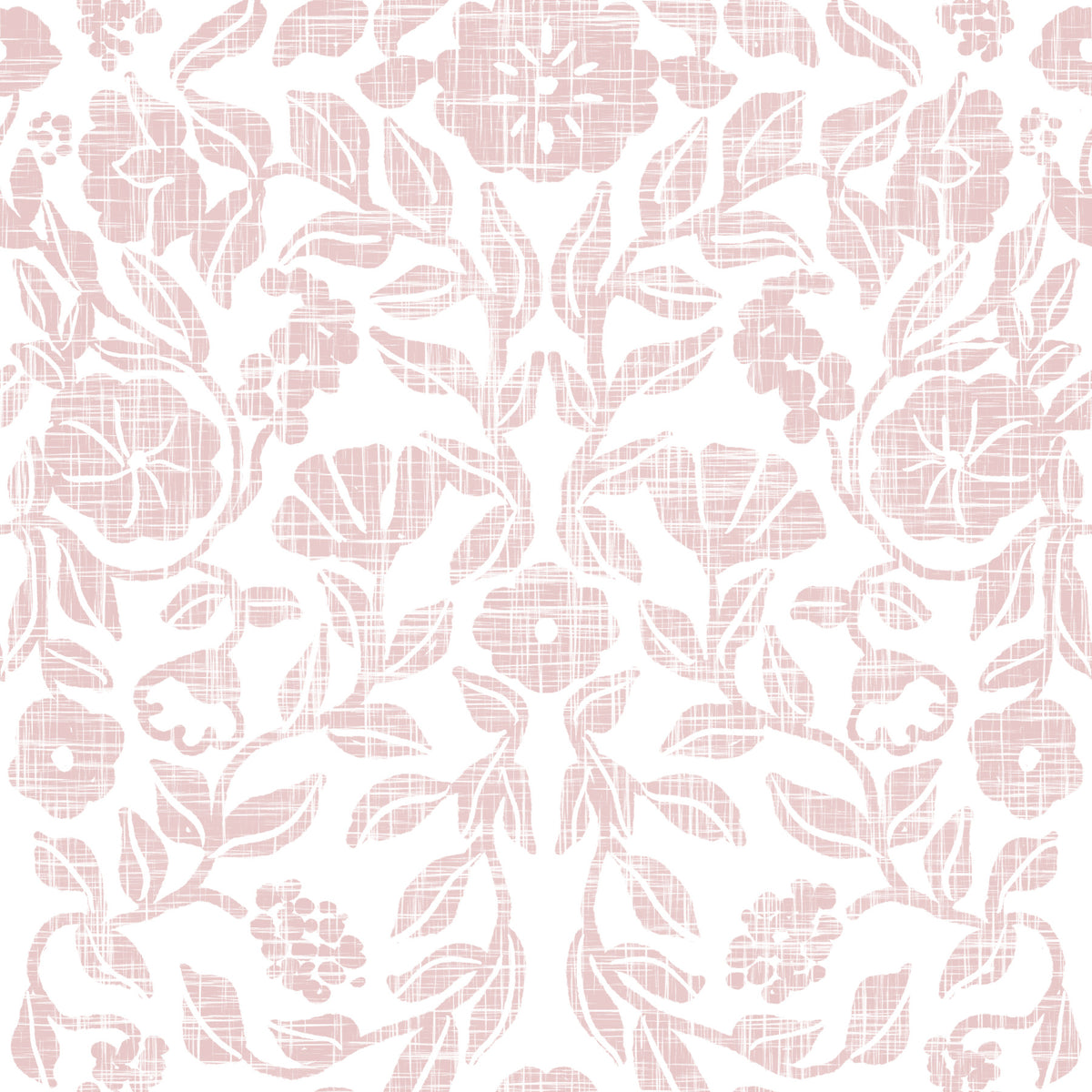 Soft Blush Botanical Textile Print Wallpaper⁠ in your room
