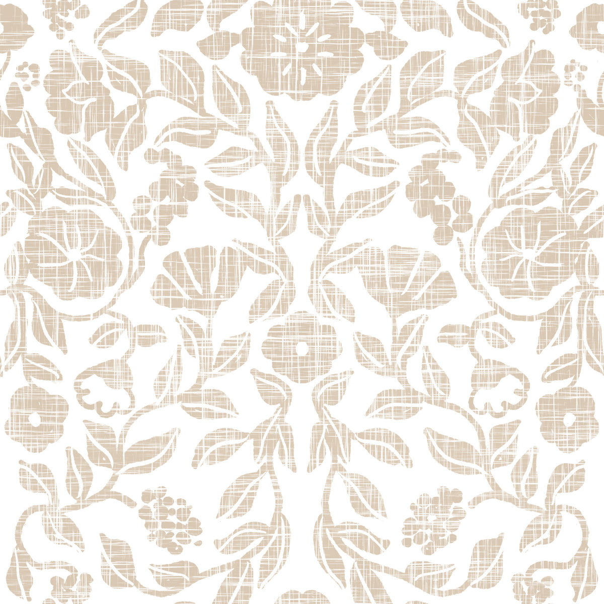 Rustic Linen Damask Motif Wallpaper⁠ in your room — zoomed