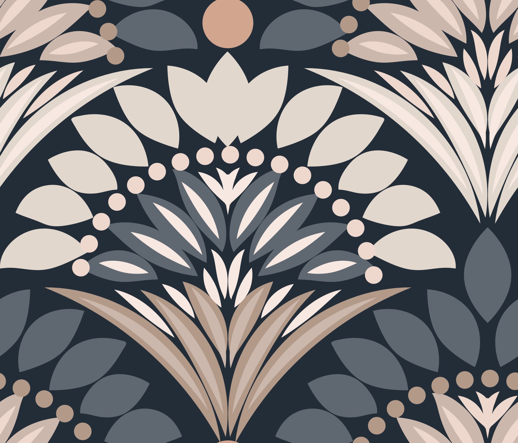 Modern Botanical Fan Arcs Wallpaper⁠