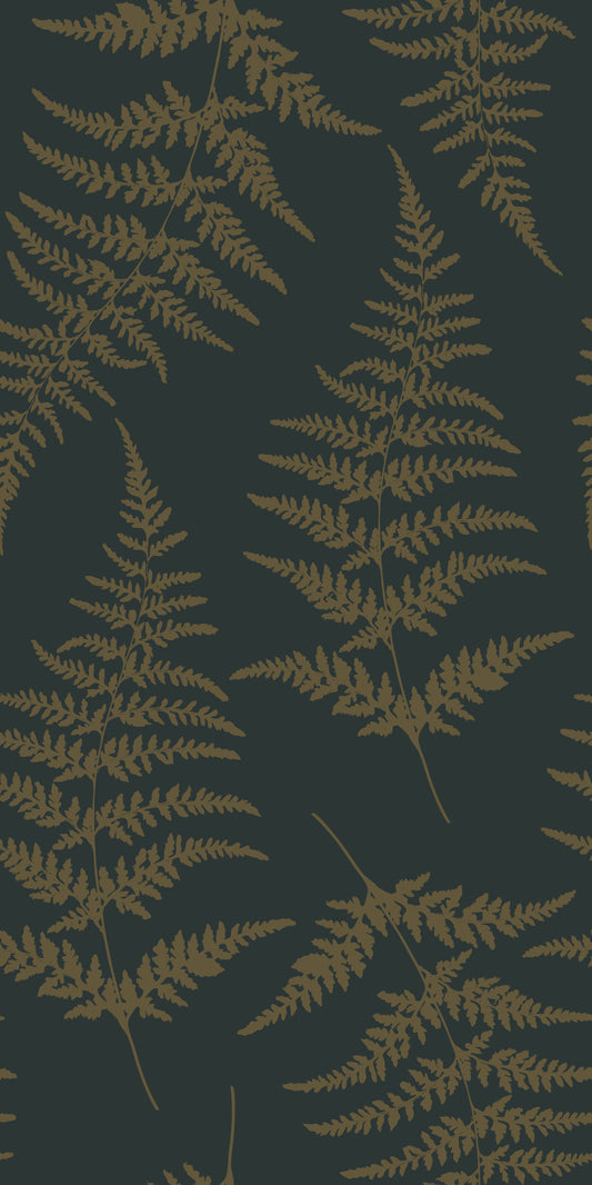 Golden Fern Botanical Pattern Wallpaper⁠