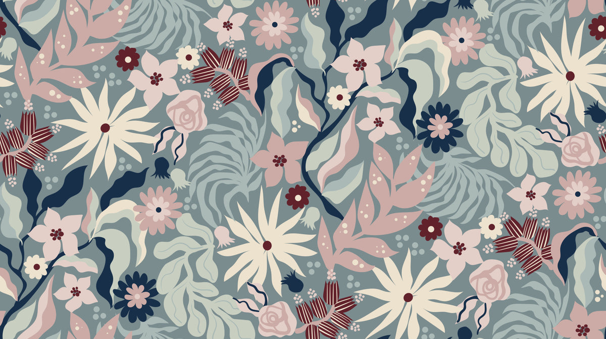 Muted Floral Garden Flora Wallpaper⁠ in your room — zoomed
