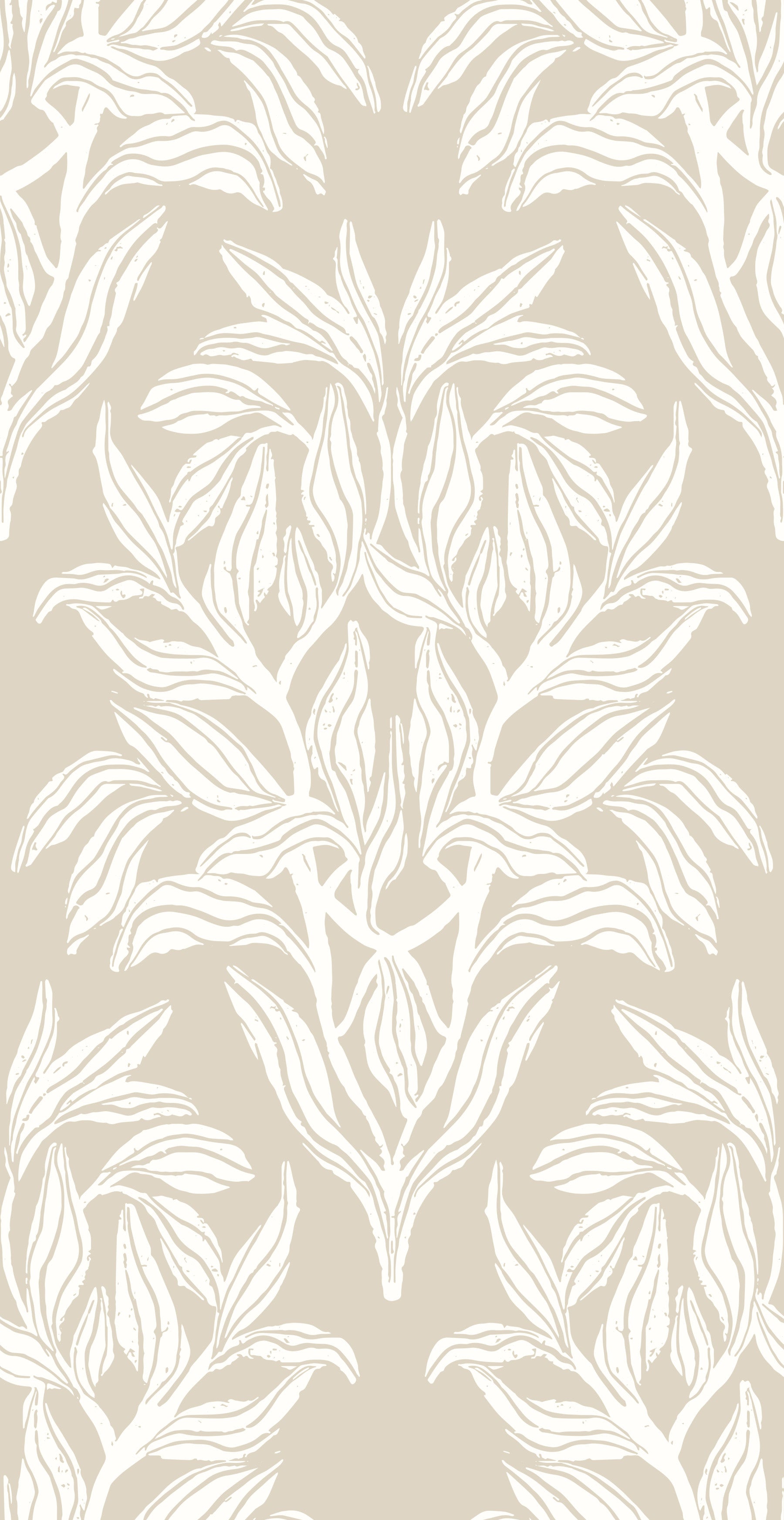 Organic Cream Leaf Motif Wallpaper⁠