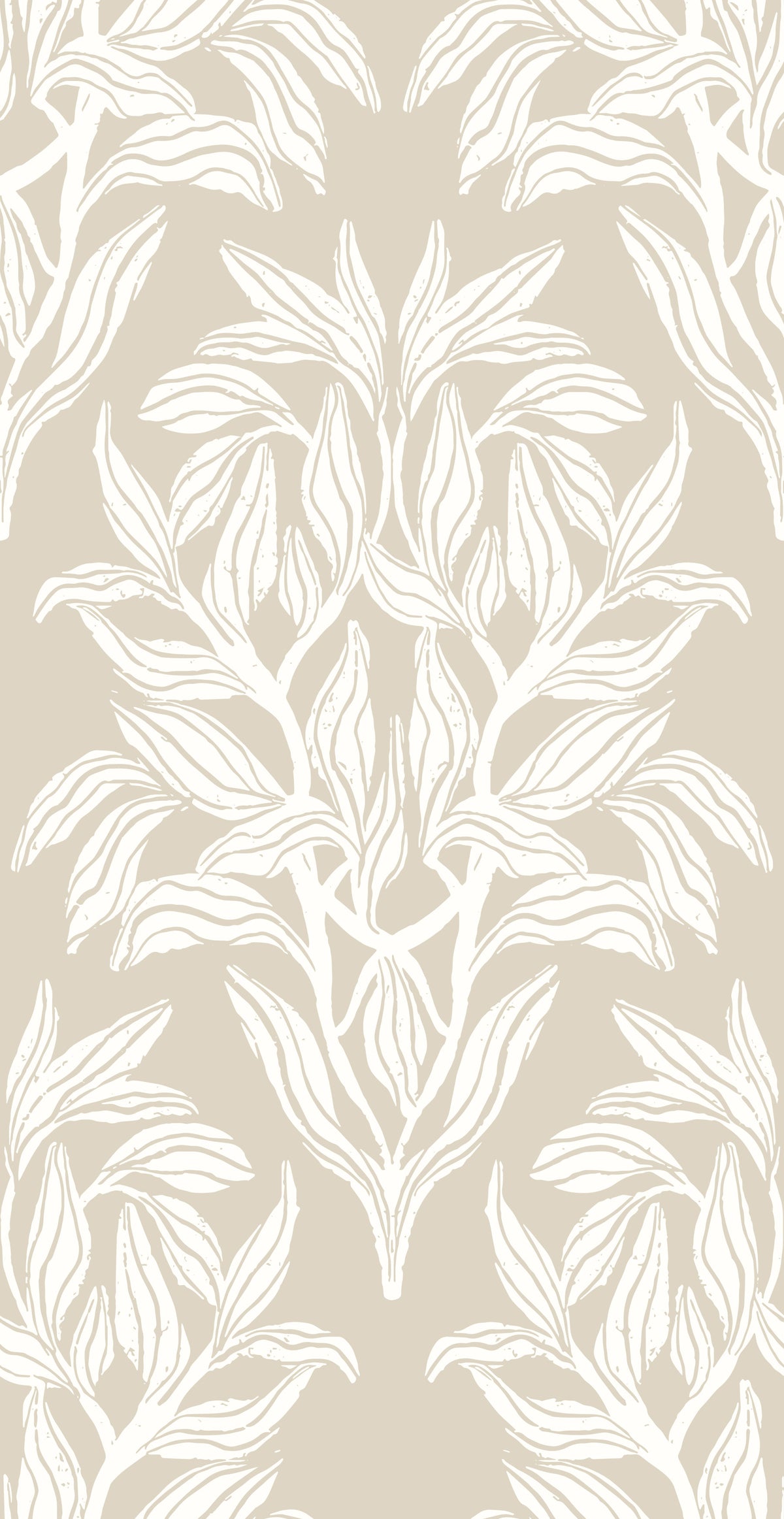 Organic Cream Leaf Motif Wallpaper⁠