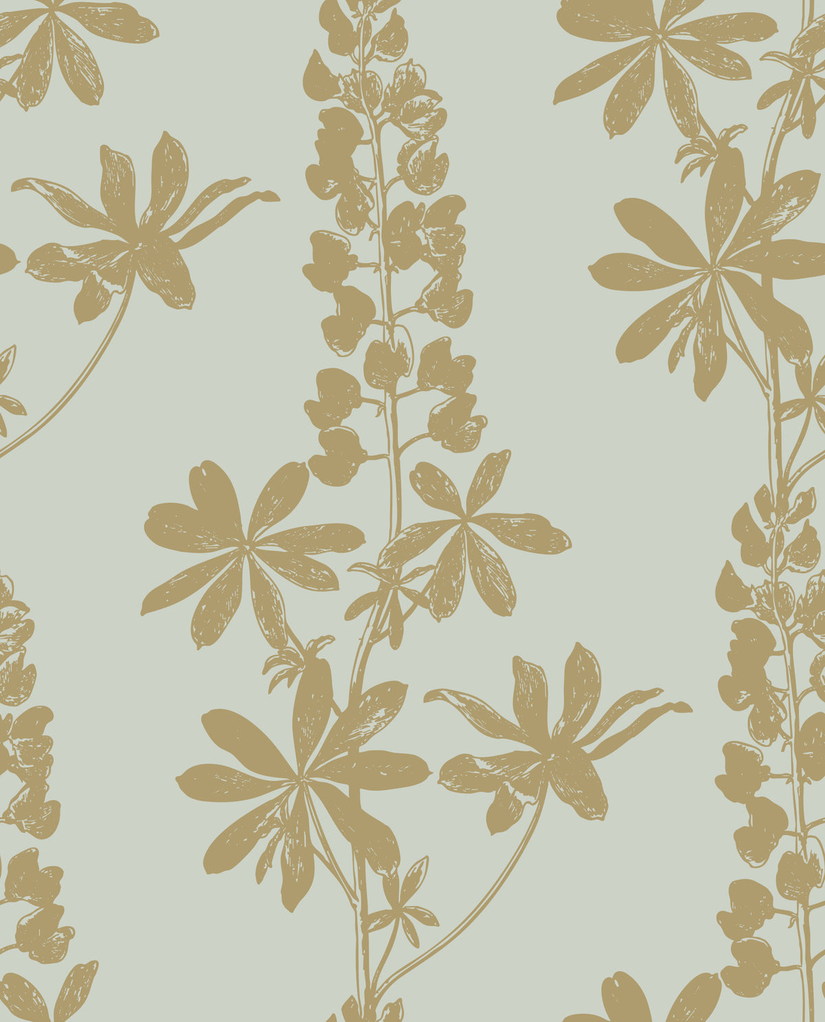 Vintage Botanical Lupine Sketch Wallpaper⁠ in your room — zoomed