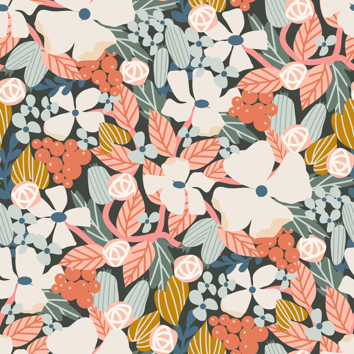Botanical Garden Harvest Pattern Wallpaper⁠ in your room