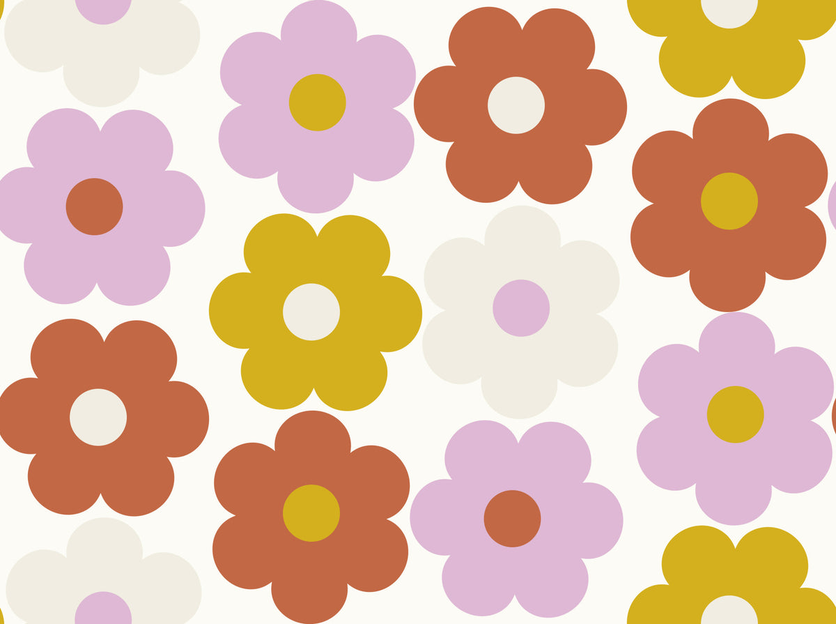 Retro Flower Power Bloom Wallpaper⁠ in your room