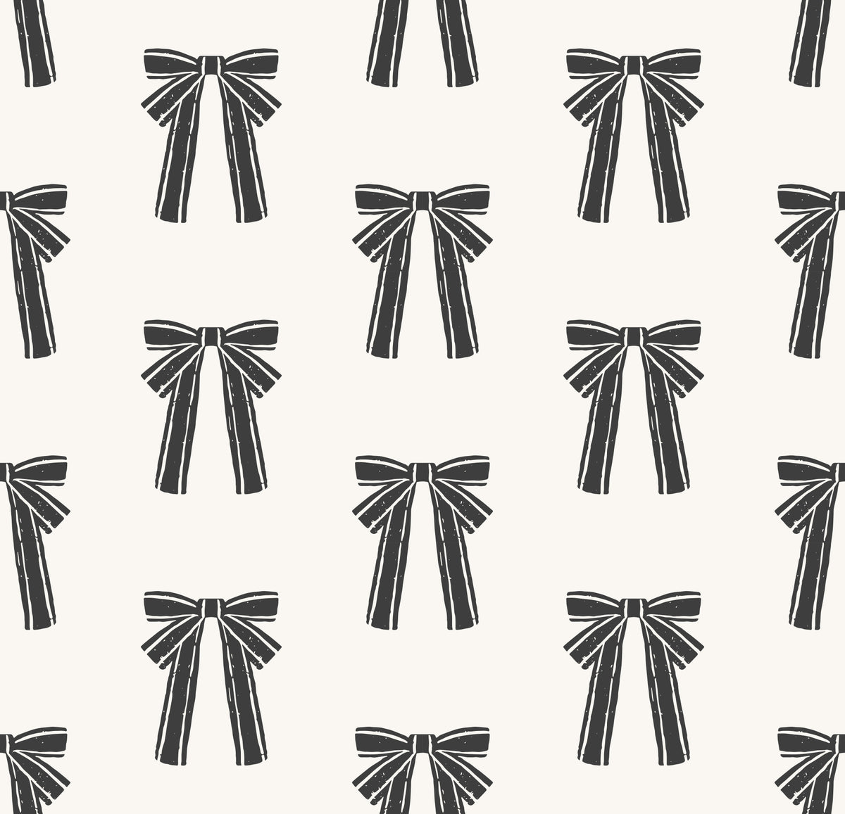 Charming Hand-Drawn Bow Repeat Pattern Wallpaper⁠ in your room — zoomed