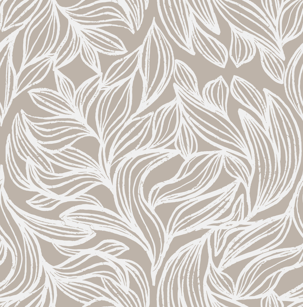 Serene Linear Foliage in Taupe Wallpaper⁠ in your room — zoomed