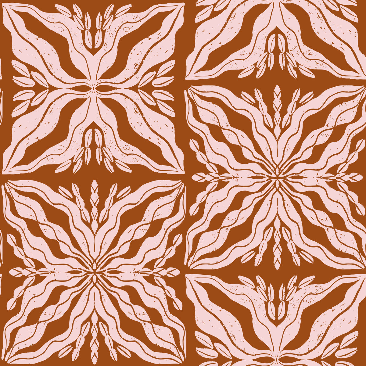 Rustic Terracotta Floral Geometric Wallpaper⁠ in your room