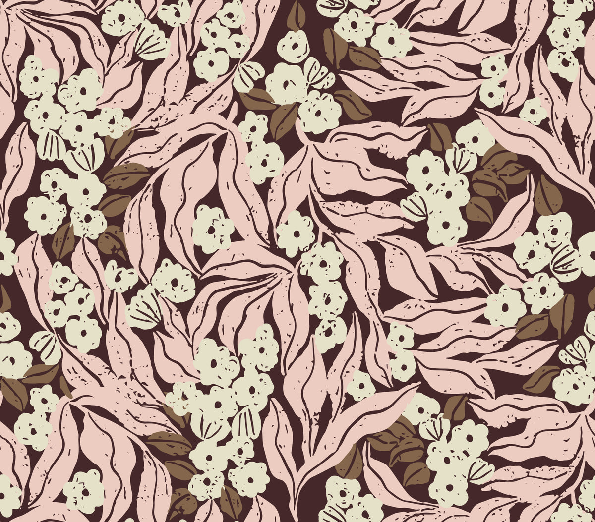 Soft Pink Garden Foliage Wallpaper⁠ in your room — zoomed