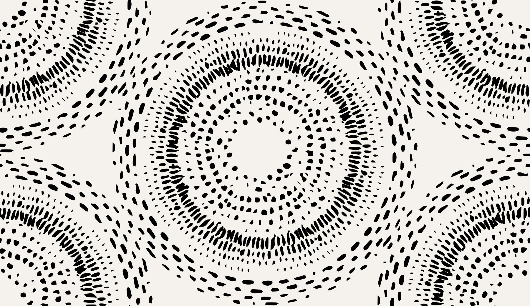 Black and Cream Dotted Mandala Radiance Wallpaper⁠