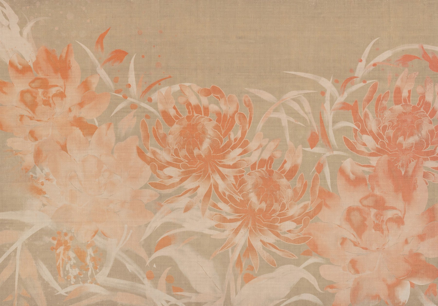 Minimalist Painted Chrysanthemum Mural Wall Mural
