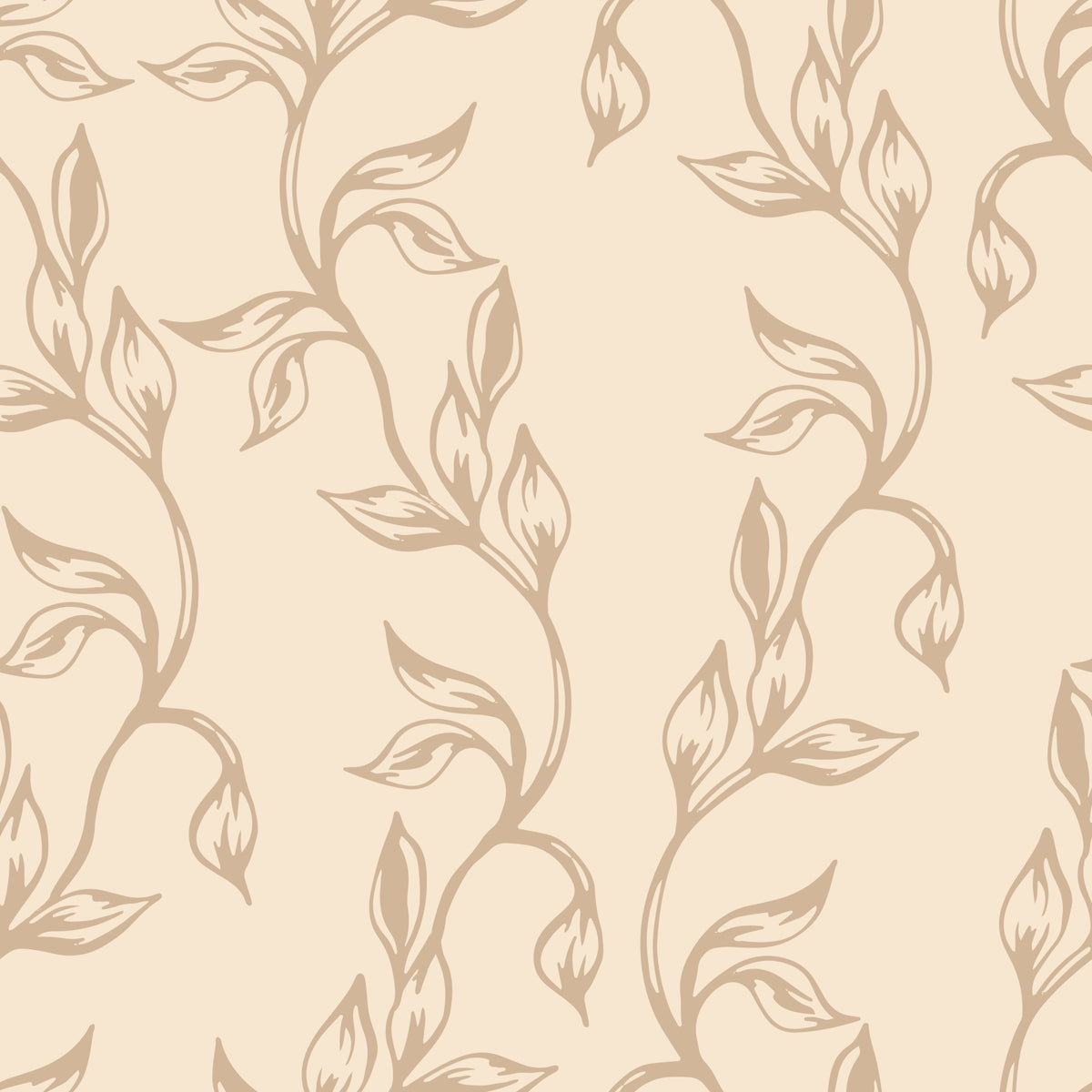 Serene Neutral Organic Foliage Wallpaper⁠ in your room — zoomed