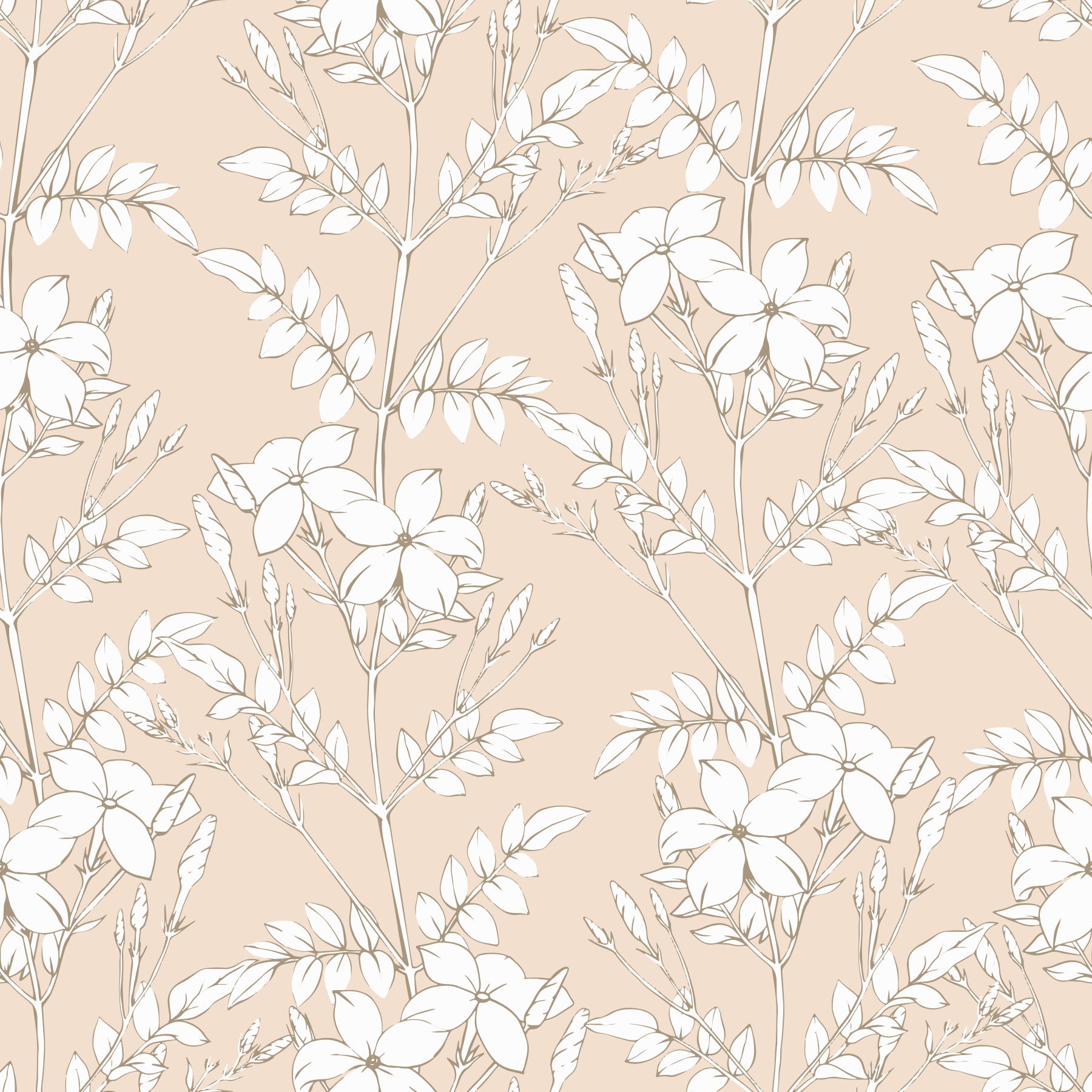 Minimalist Botanical Line Art Wallpaper⁠
