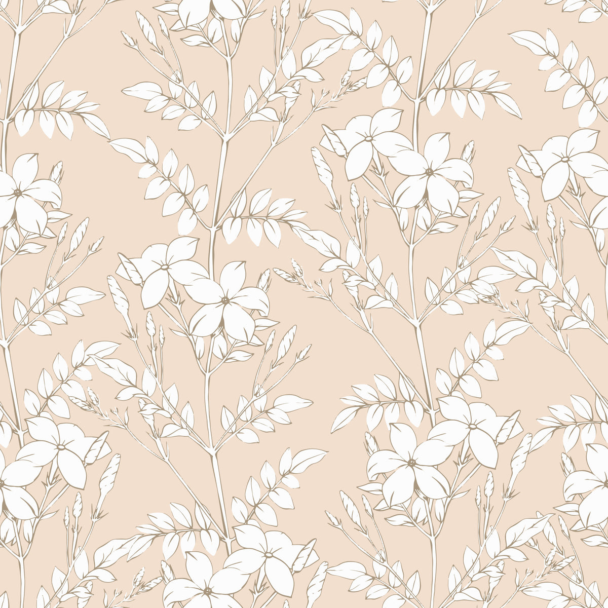 Minimalist Botanical Line Art Wallpaper⁠ in your room — zoomed