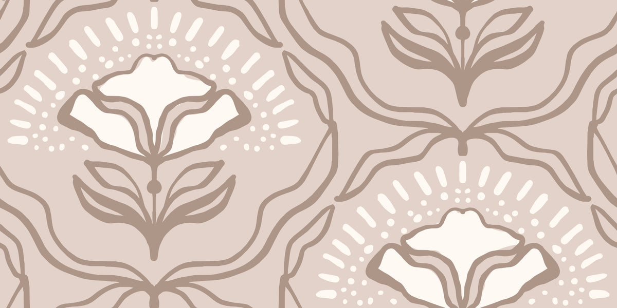 Modern Organic Botanical Repeat Wallpaper⁠ in your room — zoomed