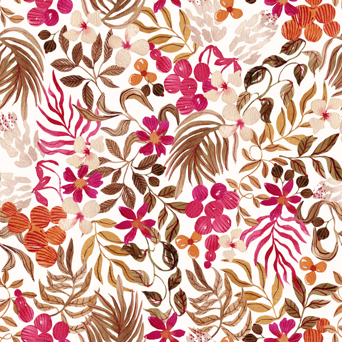 Bohemian Painted Botanical Flora Wallpaper⁠ in your room