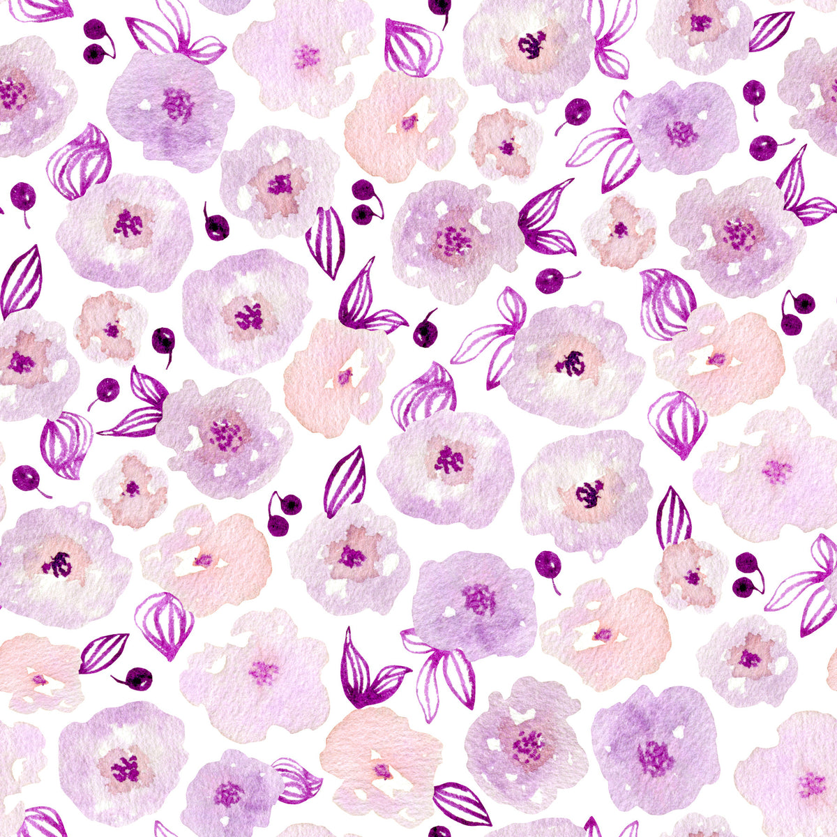 Soft Lavender Watercolor Petals Wallpaper⁠ in your room — zoomed