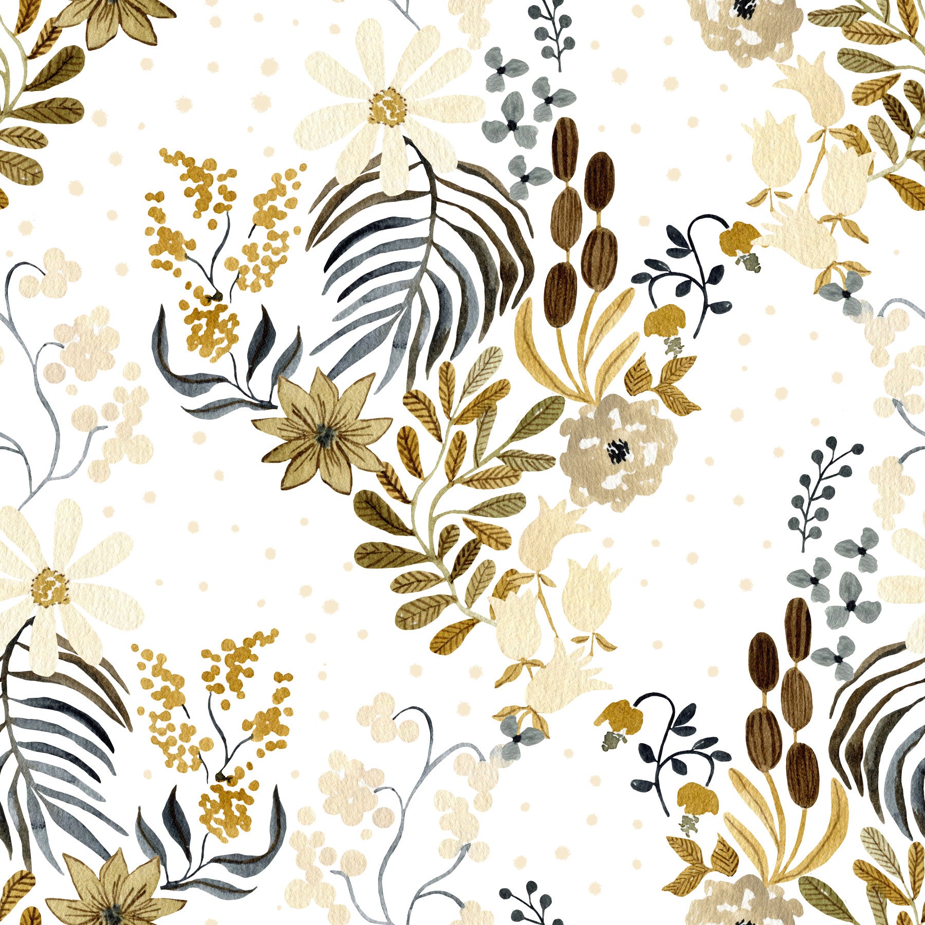 Rustic Earthy Botanical Field Wallpaper⁠