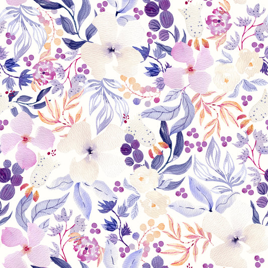 Lavender Bloom Watercolor Garden Wallpaper⁠