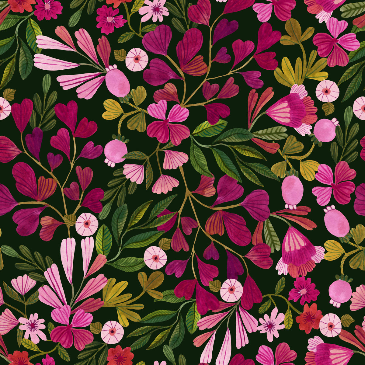 Midnight Botanical Meadow Wallpaper⁠ in your room
