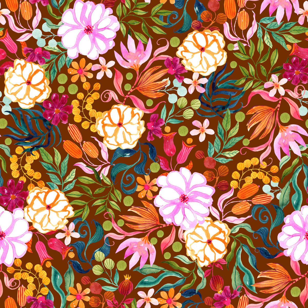 Vivid Hand-Painted Garden Wallpaper⁠ in your room — zoomed
