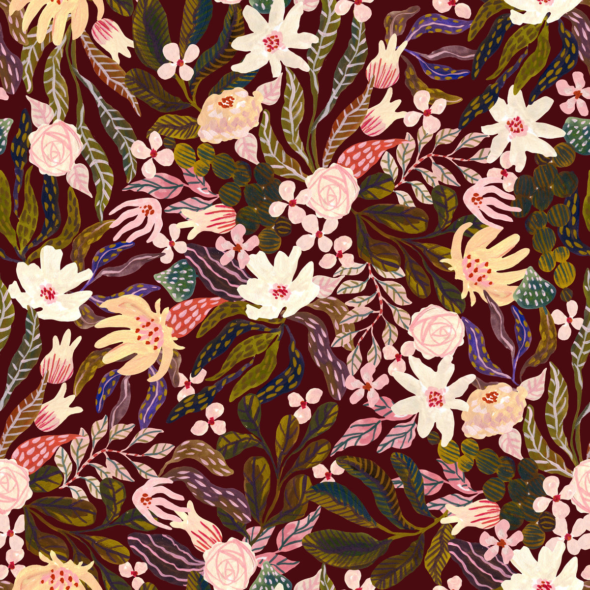 Midnight Botanical Garden Wallpaper⁠ in your room — zoomed