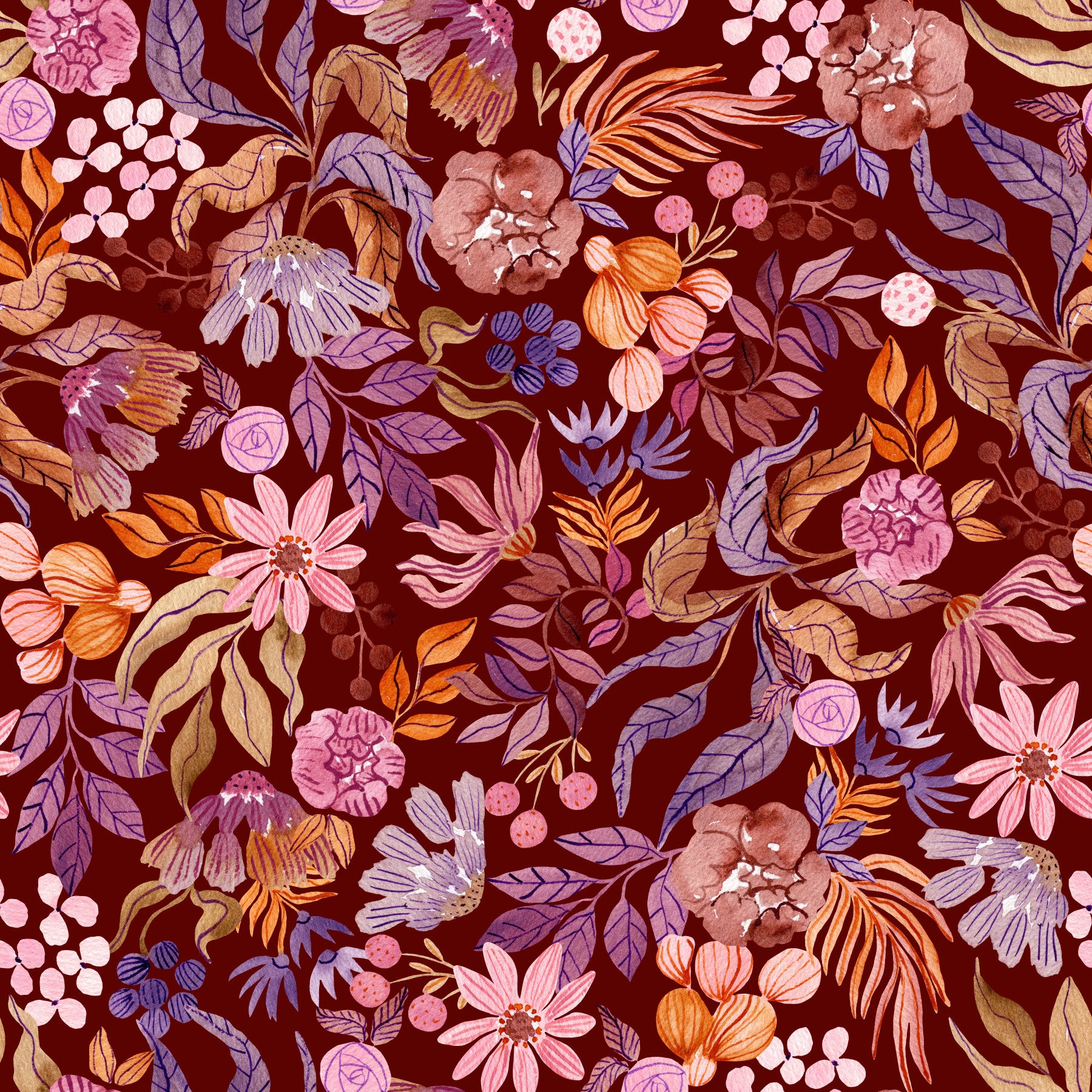 Autumn Botanical Floral Garden Wallpaper⁠
