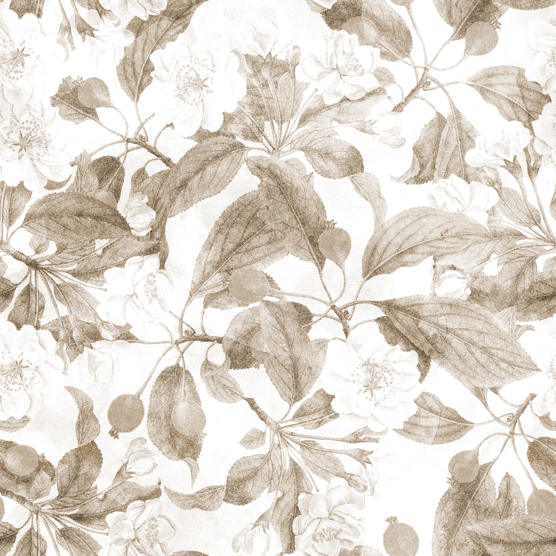Vintage Botanical Sepia Bloom Wallpaper⁠