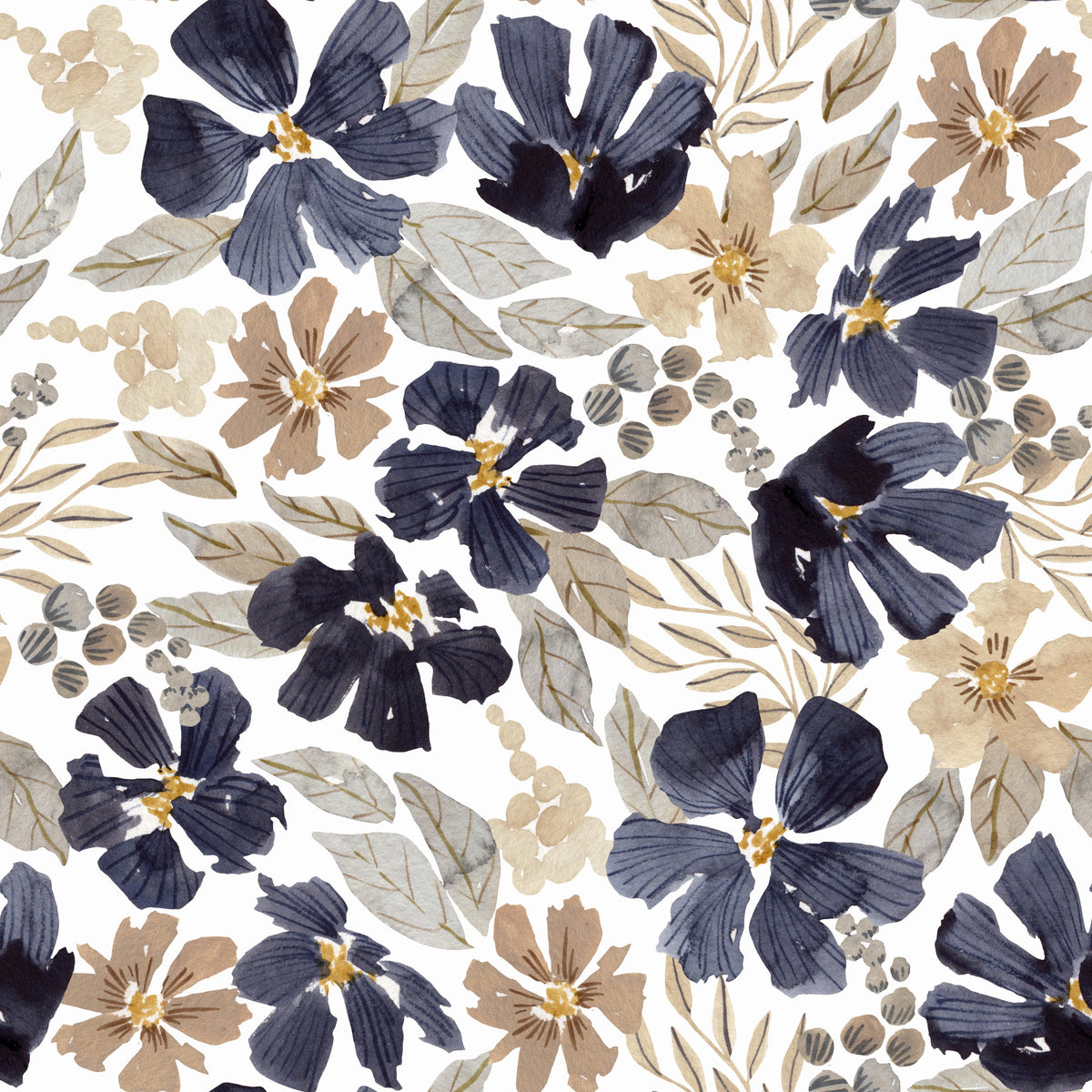 Indigo Garden Sketch Wallpaper⁠ in your room — zoomed