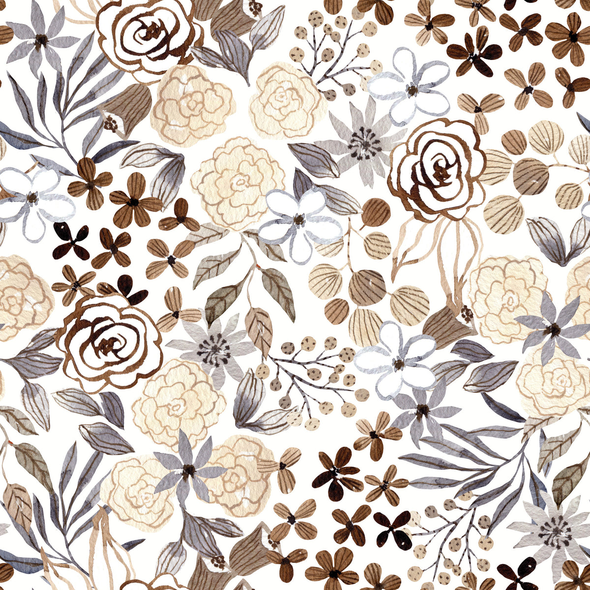 Rustic Sepia Floral Field Wallpaper⁠ in your room