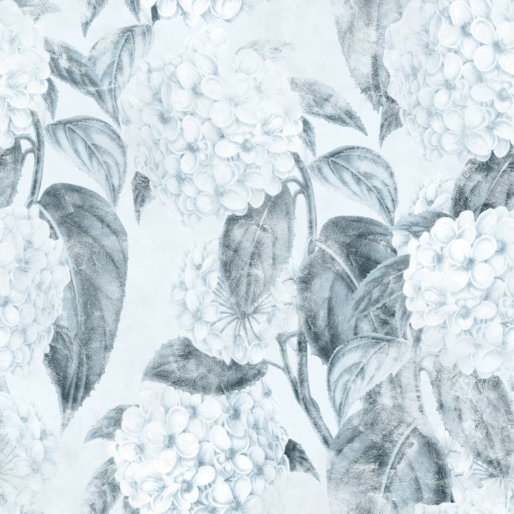 Monochromatic Hydrangea Botanical Wallpaper⁠