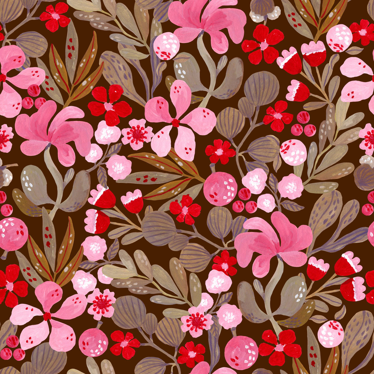 Rustic Crimson Petal Garden Wallpaper⁠ in your room — zoomed
