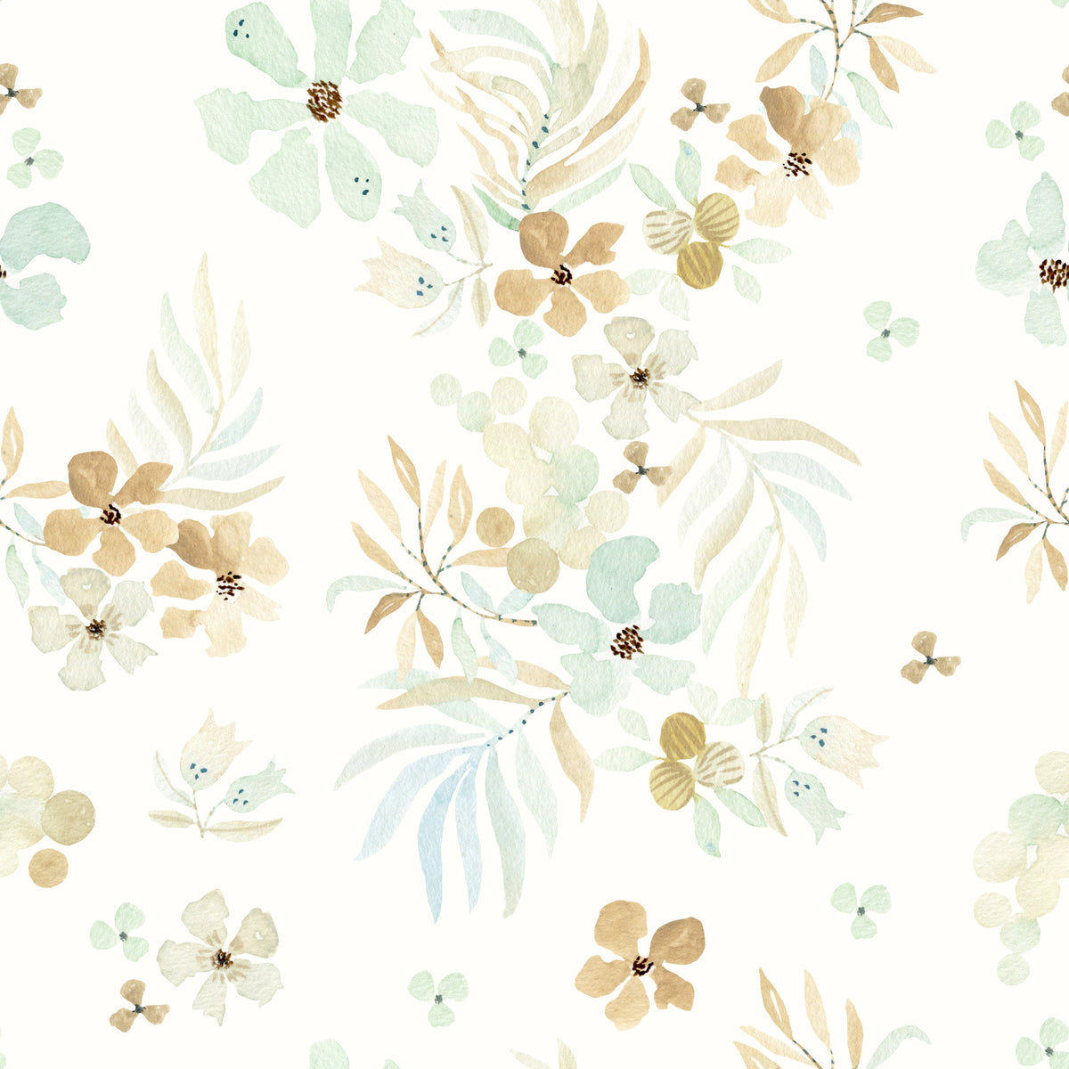 Floating Petals and Foliage Wallpaper⁠ in your room — zoomed