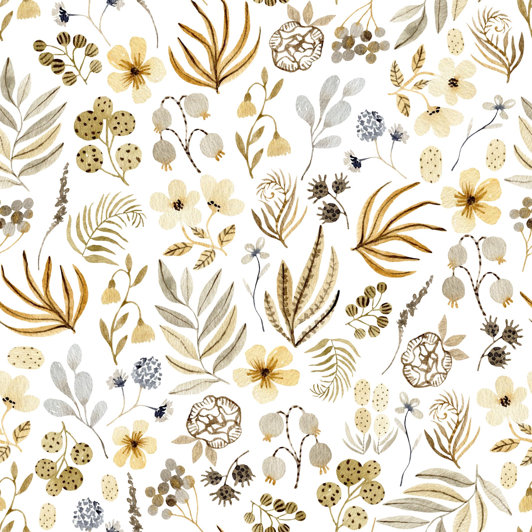 Rustic Earthy Meadow Flora Wallpaper⁠