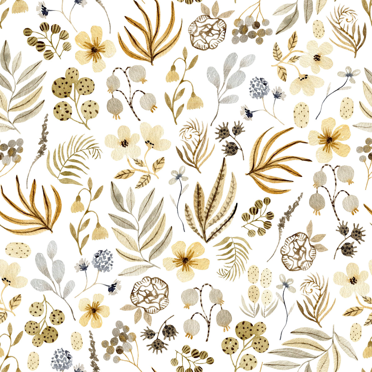 Rustic Earthy Meadow Flora Wallpaper⁠