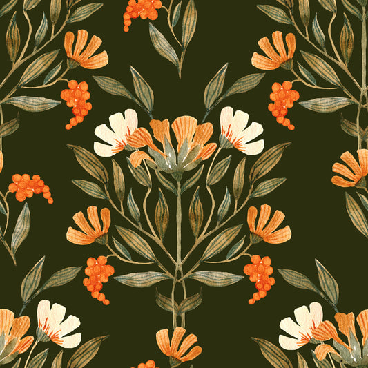 Autumnal Meadow Trail Pattern Wallpaper⁠