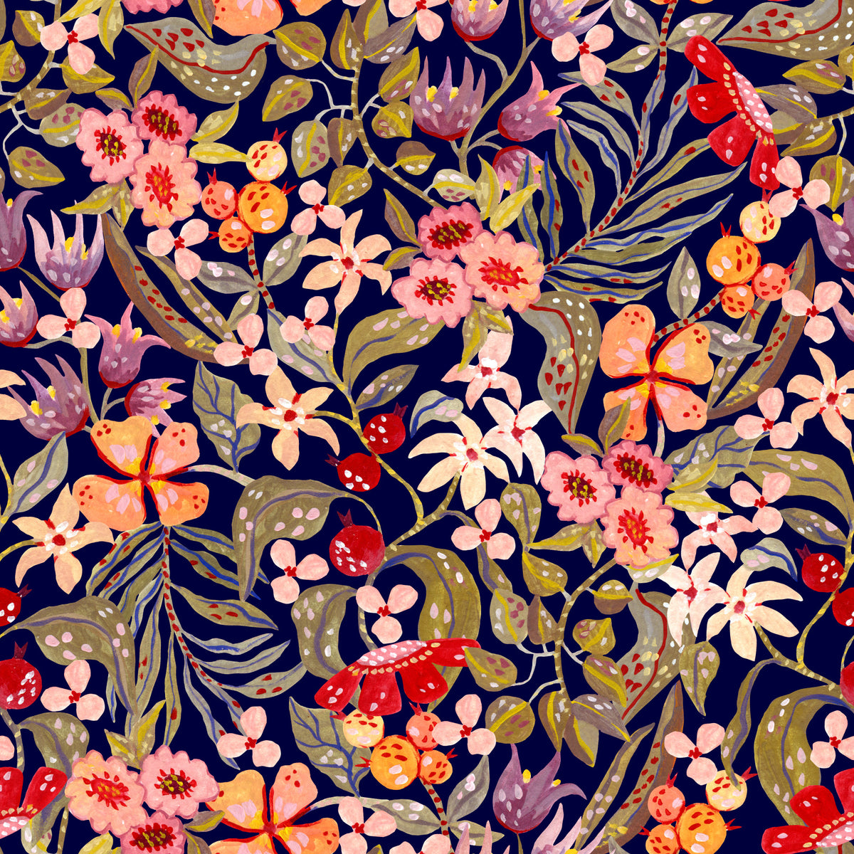 Twilight Berry Orchard Illustration Wallpaper⁠ in your room — zoomed
