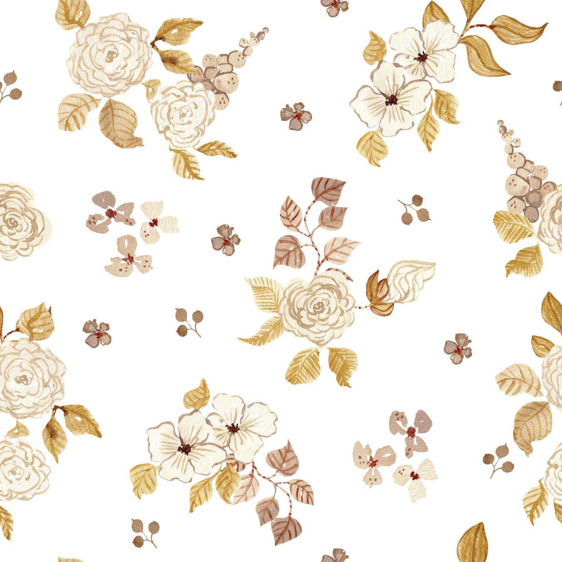 Watercolor Autumn Rose Botanical Wallpaper⁠