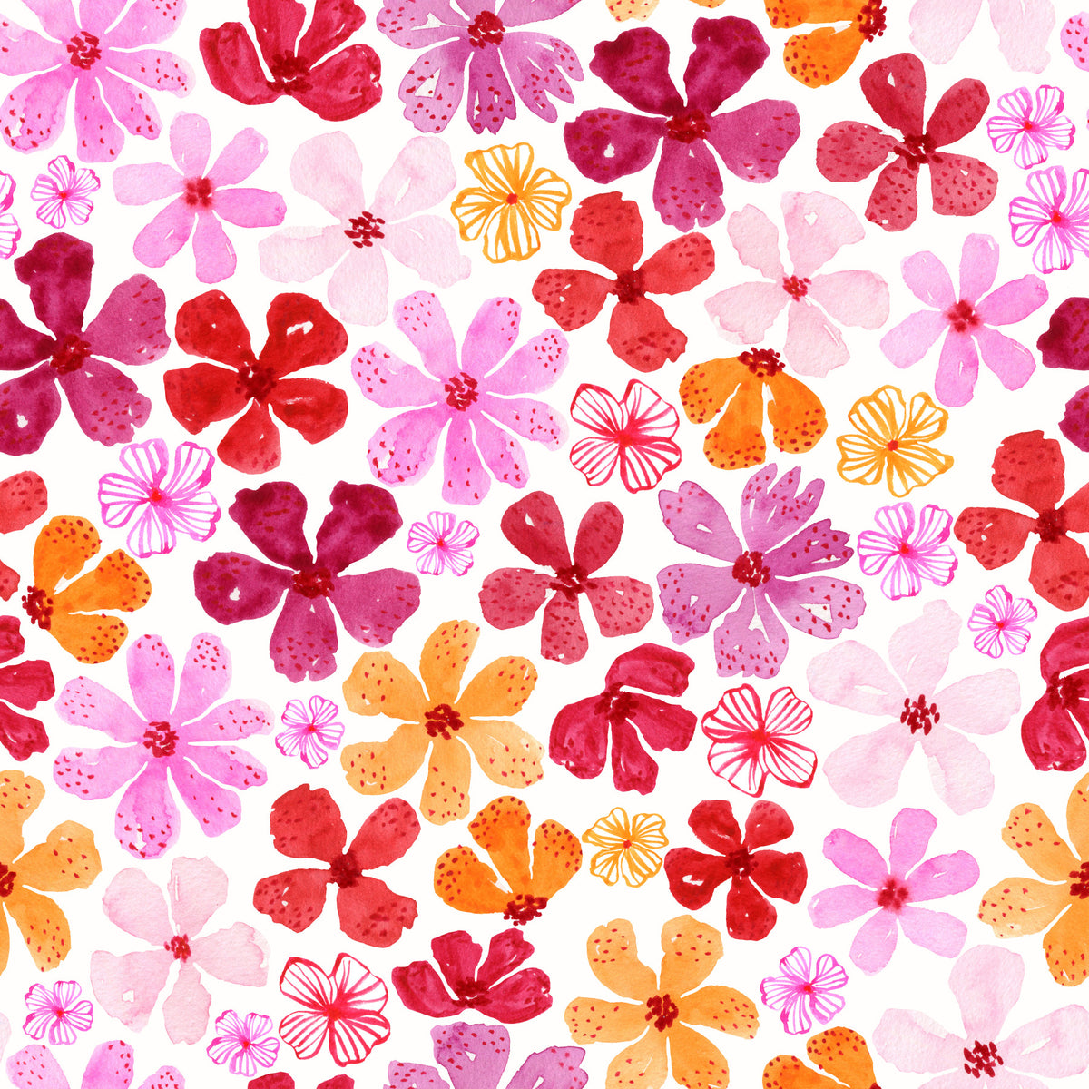 Watercolor Garden Blooms Wallpaper⁠ in your room — zoomed