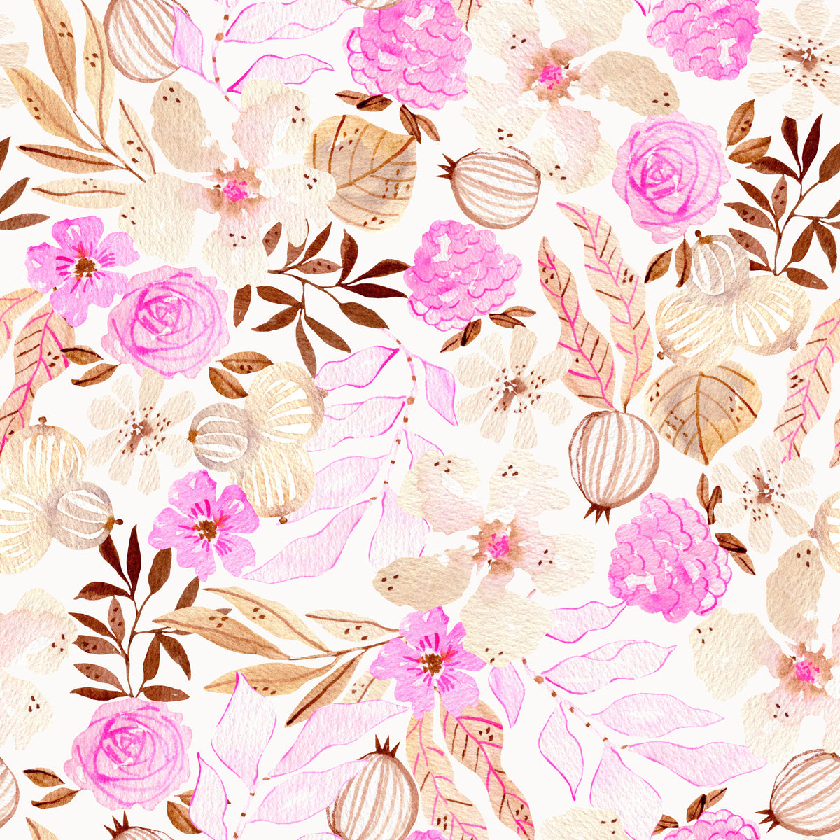 Soft Watercolor Garden Blooms Wallpaper⁠ in your room — zoomed