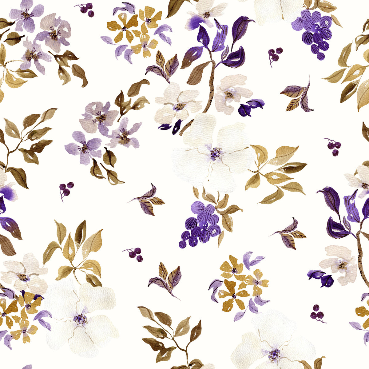 Violet and Gold Botanical Trails Wallpaper⁠ in your room