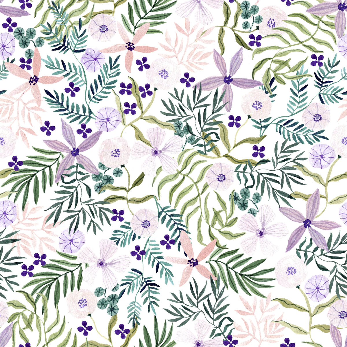 Painterly Spring Wildflower Trail Wallpaper⁠ in your room