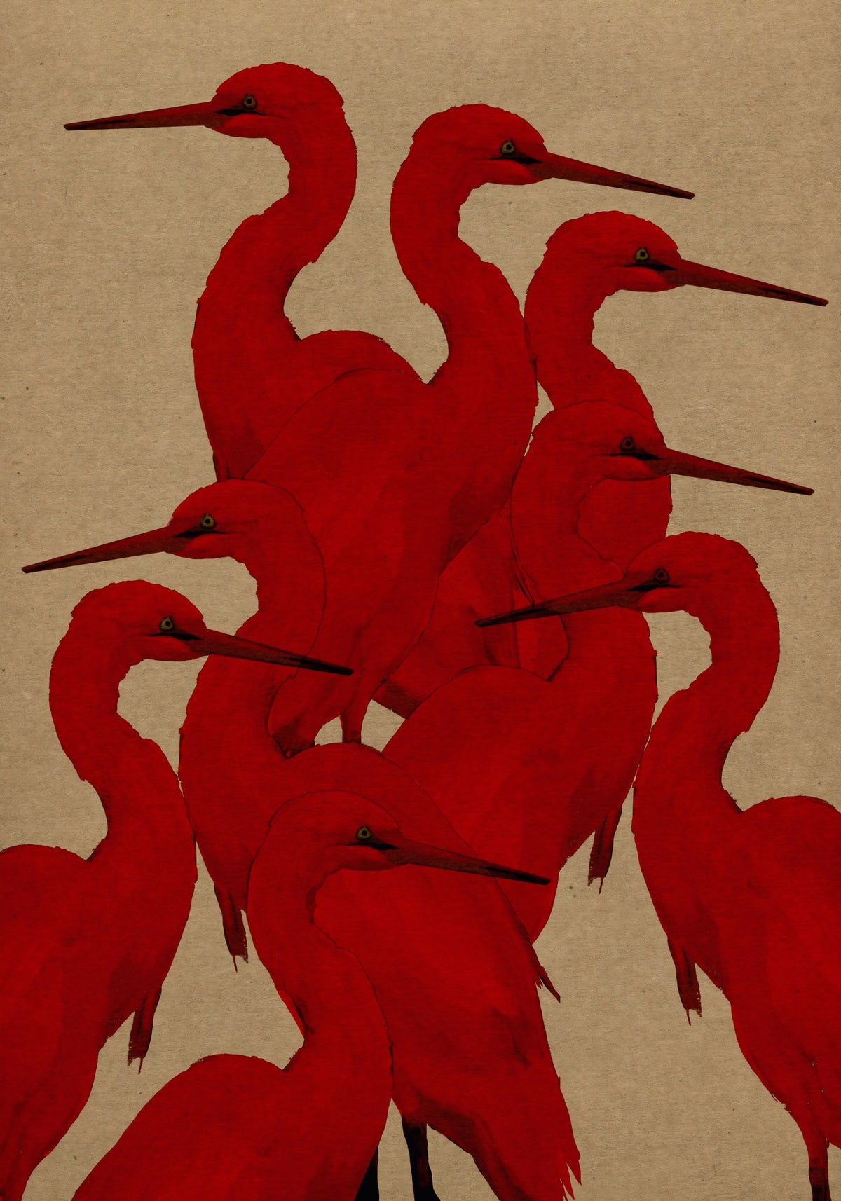 Minimalist Scarlet Flock Wall Mural in your room — zoomed