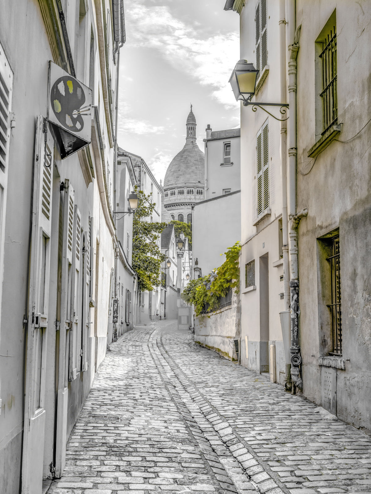 Montmartre Cobbled Parisian Alleyway Wall Mural in your room