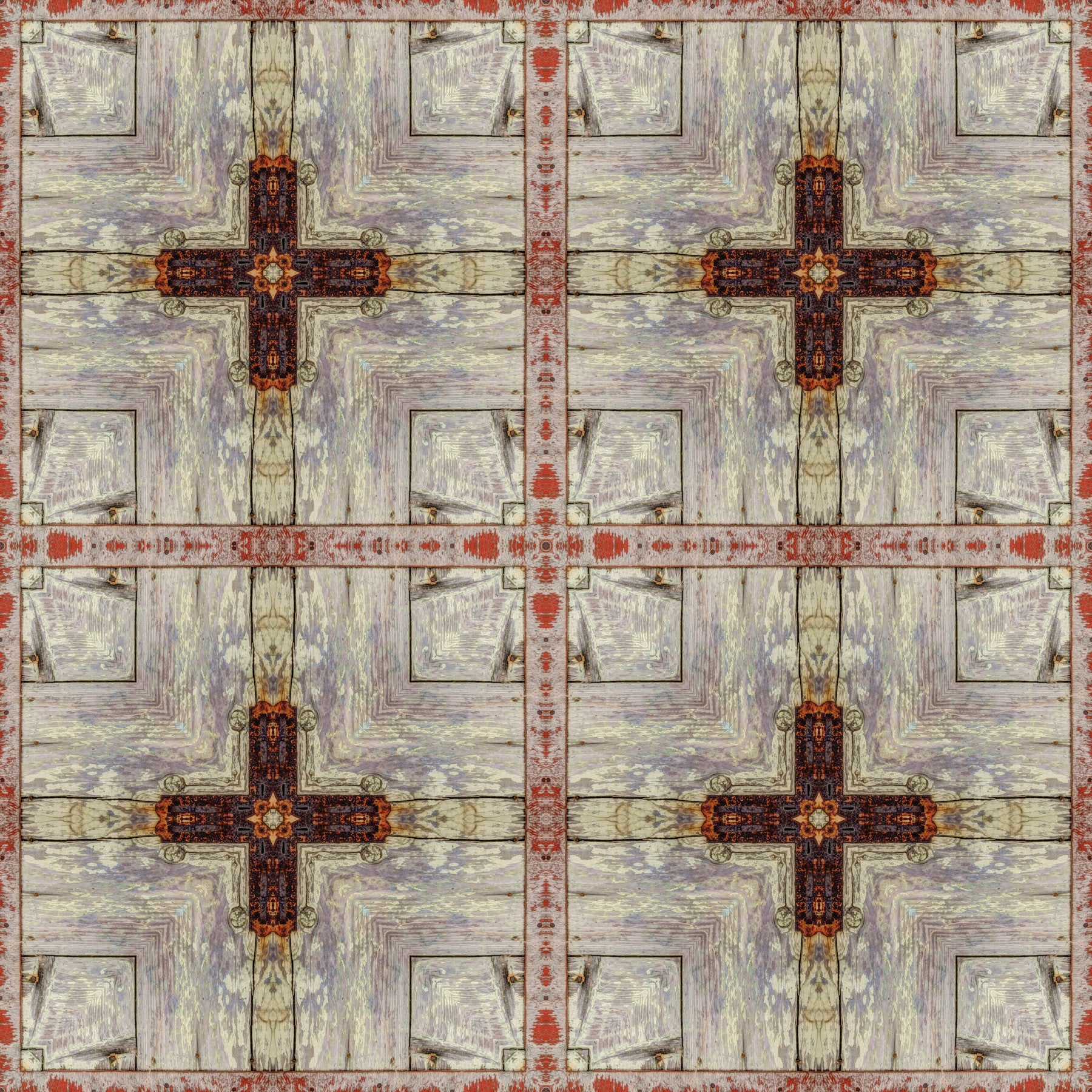 Aged Industrial Grid with Cross Overlay Wallpaper⁠